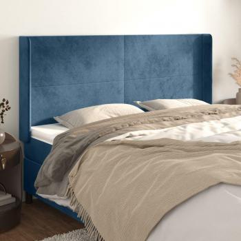 Cabecero con orejas de terciopelo azul oscuro 203x16x118/128 cm vidaXL