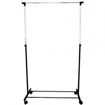 MSV Colgador para Ropa con RUEDECILLAS Forma Recta, Negro y Cromo, 101x43x100 cm