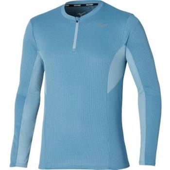 Mizuno Camiseta de Manga Larga con Media Cremallera Dryaeroflow para Hombre Azul Medio