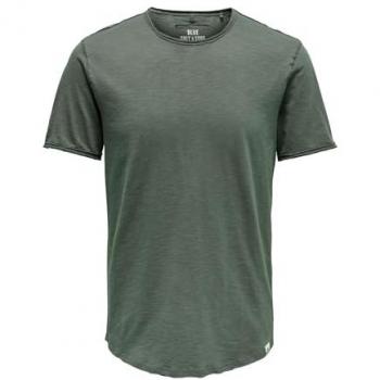 Camiseta de Manga Corta Only & Sons Benne Longy NF 7822 - Color Verde, Talla S, Cuello Redondo