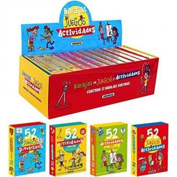 Estuche con 12 barajas de juegos y actividades