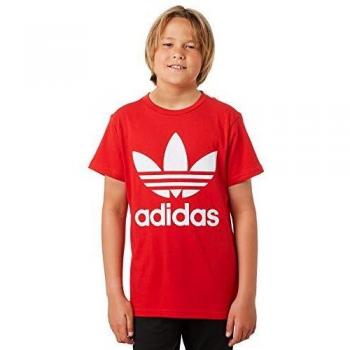 adidas Trefoil tee T-Shirt, Unisex niños, Scarlet/White, 910Y