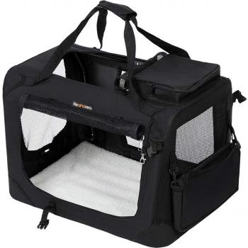 Transportín plegable para perros mediano 60x40x40 cm, portador de mascotas en tela oxford, disponible en azul, beige y negro