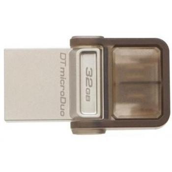 Kingston DataTraveler microDuo 32GB USB 3.0 OTG Flash Drive - Conectores USB Type-A y Micro-USB - Negro