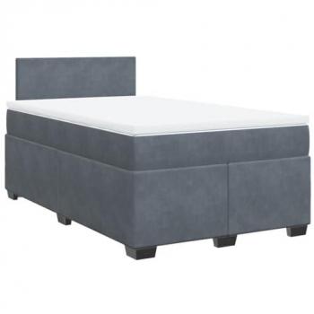 Cama box spring con colchón terciopelo gris oscuro 120x200 cm
