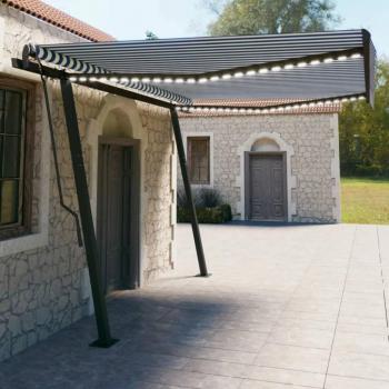 Toldo manual retráctil Día y Noche con LED azul y blanco 4,5x3 m