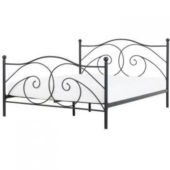 Cama matrimonial en metal negro 180x200 cm con somier y marco decorado estilo moderno y minimalista Dinard