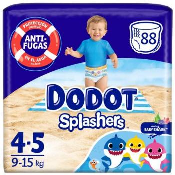 Dodot Pañales Bebé Bañador Splashers Talla 4-5 (9-15 kg) Pack 88 uds - Protección Anti-Fugas en el Agua