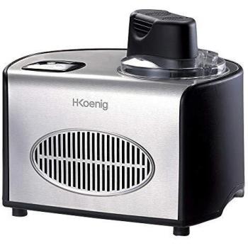 H.Koenig HF250 Máquina Para Hacer Helados Caseros y Sorbetes Profesionales, Heladera Con Compresor, 150 W, 1,5 Litros, Preparación 30 Mins, Pantalla LCD, Conservación En Frío, Acero Inoxidable