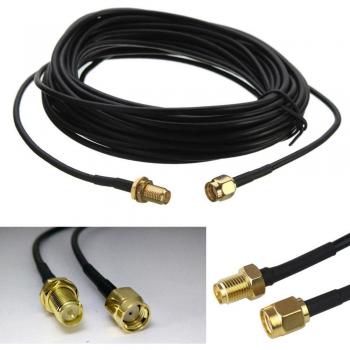 Antena WiFi de cobre puro chapada en oro, macho a hembra, RG174 RP-SMA, cable de extensión 1m/5m para router Wlan