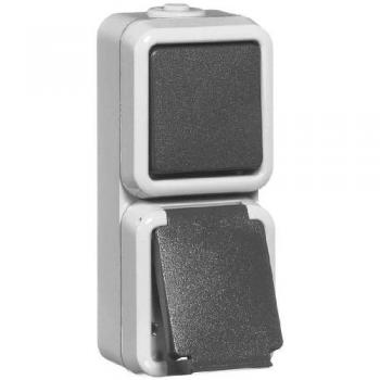 Interruptor y Enchufe Combinado Peha Impermeable IP54 Gris D 6666 WAB
