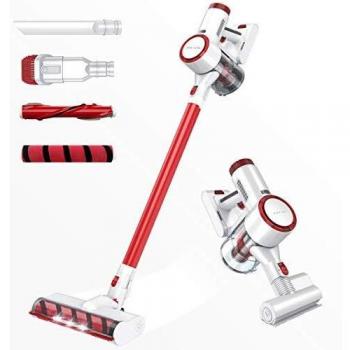 HONITURE Aspiradora Escoba sin Cable, Aspirador sin Cable, Tubo Plegable, 350W Motor Digital Brushless, 2600mAh Batería Extraíble, Eliminación de ácaros, Cepillo Electrico Luz LED, Dobles Filtros HEPA