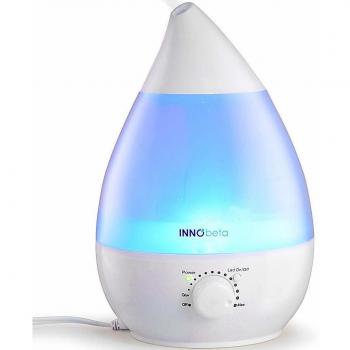 InnoBeta Waterdrop Humidificador Ultrasónico 2,4 Liter Bebé de Vapor Frío, Silencioso, Niveles Ajustables, Luz Nocturna LED, 360° Boquilla, Apagado Automático Sin Agua, Para Hogar, Oficina, Habitación