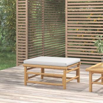 vidaXL Bamboo Garden Footrest with Light Grey Cushion