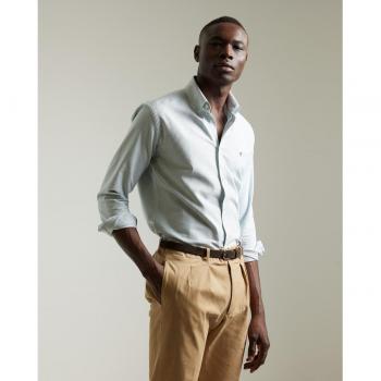 Camisa Hombre Sport Slim Fit Rayas Oxford Verde