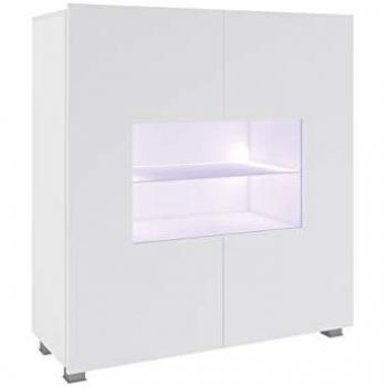 Vitrina Providence B100, Blanco Brillante, Con 2 Puertas, 107x100x35cm