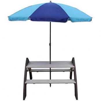 Mesa de Picnic para Niños AXI Kylo con Parasol - Madera Gris y Blanco, Diseño Infantil, 119 cm