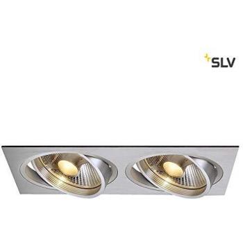 Downlight Empotrable Cuadrado SLV NEW TRIA II 300 Aluminio Cepillado GU10 Máx. 2x75W con Clipfedern