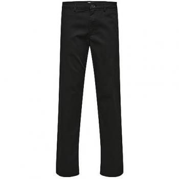 Selected New Miles Flex Chino Pants - Straight Fit, Black, Size 36