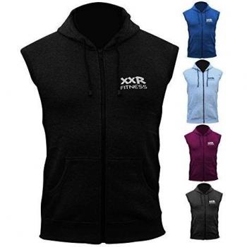 XXR - Sudadera con Capucha sin mangas top Sudaderas con capucha Camisa Chaleco Gimnasio Ropa Correr Fitness Casual todos los climas forro polar de algodón Deportes wear MMA, Boxeo, campanas con cremallera, hombre mujer Infantil, gris
