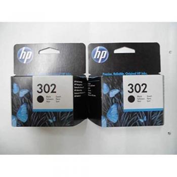 HP - 2 cartuchos originales F6U66AE de tinta negra, HP 302 para HP Deskjet 2130, rendimiento de aprox. 190 páginas / 5 %