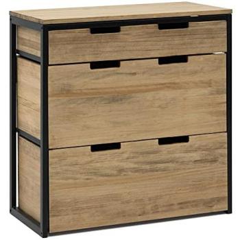 Mueble Multiusos iCub Eco 3 Cajones 80x40x80cm Negro en Madera de Pino Maciza Acabado Vintage Estilo Industrial