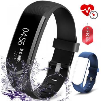 Pulsera Actividad Vasco Pulsera Actividad de Inteligente con Monitor de Ritmo Cardíaco, Calorías y Sueño, Podómetro, Control Cámara y Música, Podómetro, Despertador, Impermeable IP67 y Notificación de mensajes Reloj Inteligente para IOS y Android
