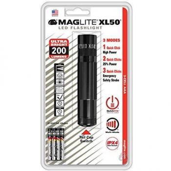 Maglite XL50 LED Flashlight - Black, 36 Hours Battery Life, Strobe Function