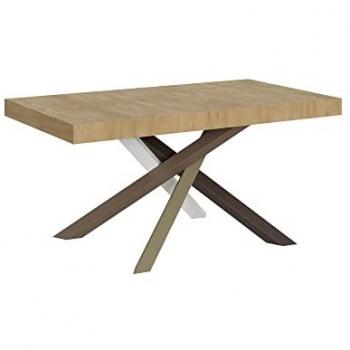 Mesa extensible Volantis 90x160/420 cm, tablero de roble natural, estructura multicolor 4/C