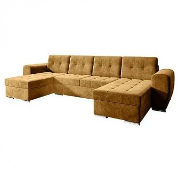 Sofá rinconero Arvada 117, amarillo, con función de descanso y caja de ropa de cama, 326 x 157 x 97 cm