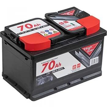 Batería de Arranque para Auto HIGH CAR 70Ah 12V con Spunto de 620A - Dimensiones: 27,6x17,5x19 cm