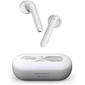 TicPods 2 Pro Plus True Wireless Earbuds, Conexión Independiente, Bluetooth 5.0 con micrófono Dual, Diseño Semi-en la Oreja, Asistente de Voz, Gesto con la Cabeza, Controles táctiles, IPX4, Blanco