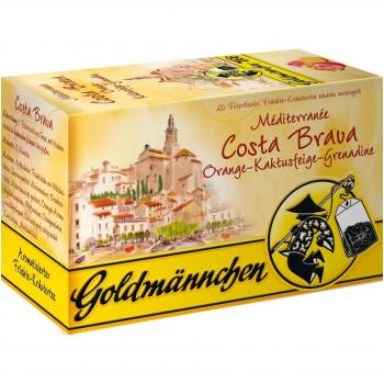 Goldmännchen Té Mediterranée Costa Brava, Naranja-Tuna-Granada, Té de Hierbas y Frutas Aromatizado, 20 Bolsitas de Té Selladas Individualmente