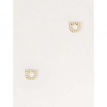 Ferragamo Copper Red Gancini Crystal Earrings OS for Women
