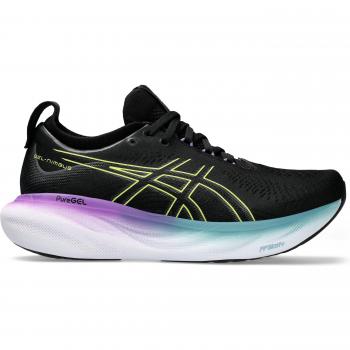 Zapatillas de Running Asics GEL-Nimbus 25 para Mujer, Color Negro/Amarillo, Modelo 1012B356-004