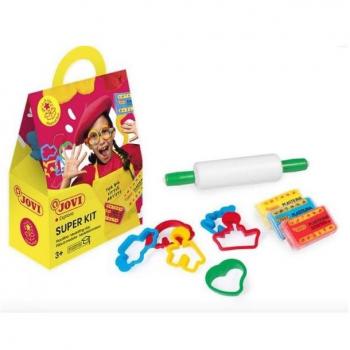 PLASTILINA JOVI SUPER KIT 3 PASTILLAS 50 GR + 6 MOLDES + 1 RODILLO