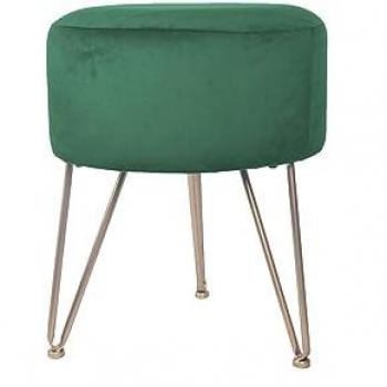 Taburete Puf de Terciopelo Verde con Asiento Tapizado para Salón - Estilo Clásico, 35x35x43 cm