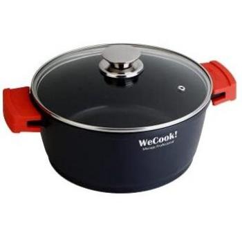 WECOOK! Ecostone Cazuela Alta Inducción con Tapa de Cristal 24cm, Antiadherente XTRA DUPON Ecológico sin PFOA, Aluminio Fundido, 5mm Espesor, 11,79cm Alto, Asas de Silicona, Vitrocerámica, Gas