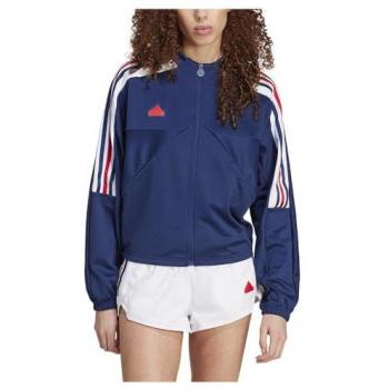 Adidas Chaqueta de Chándal Tiro Cut 3 Stripes, color azul marino con blanco, talla XL, para mujer