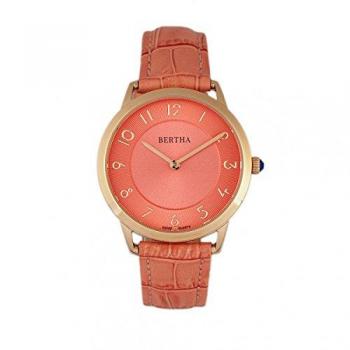 Bertha Abby Coral Swiss Leather Women's Watch - Rose Gold Stainless Steel