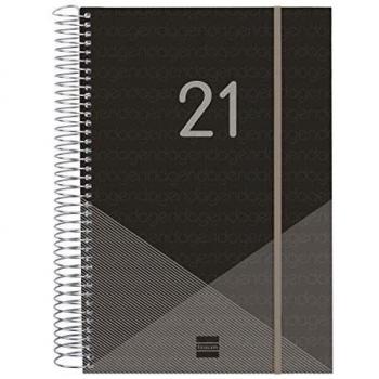 Finocam - Agenda 2021 1 Día página Espiral Year Negro Español, Sobremesa - E11-165x242 mm