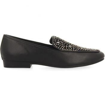 Mocasines Negros Mujer Gioseppo - Detalle Cristales Strass - Piel Acolchada