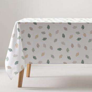 GAMUSI - Mantel antimanchas impermeable de algodón Floret, tacto tela, caída natural, rectangular/cuadrado, dimensiones 140x240cm, color agua
