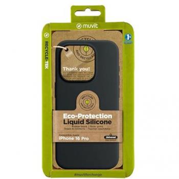 Funda de silicona líquida Recycletek Muvit For Change compatible con Apple iPhone 16 Pro negra