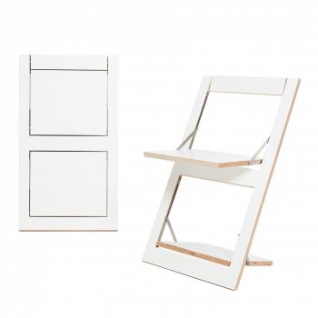 AMBIVALENZ Fläpps - Silla Plegable Blanco/Borde Madera/Lacado/An.xAl.XP 47x85x44cm/plegable