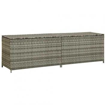 vidaXL Garden Storage Box Poly Rattan 200x50x60 cm Grey