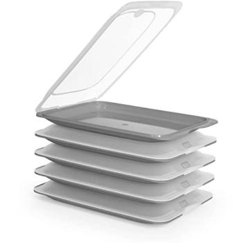 Recipientes Porta Embutidos y Alimentos Fresh - Lote de 5 Gris 22, Conservación Óptima en Nevera