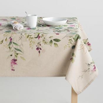 Mantel Rectangular Antimanchas de Lino Estampado Nadia Malva 140x240 cm