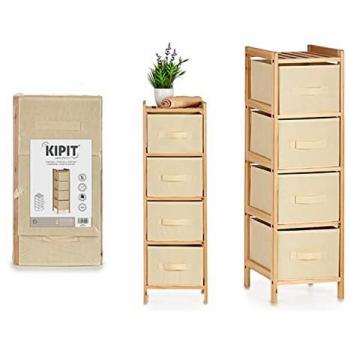 Cajonera de Madera para Baño con Estante y 4 Cajones, Color Crema, Dimensiones 29.5x28x89cm