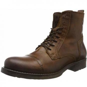 Jack & Jones Jfw Russel Leather Brown Lace-up Boots for Men